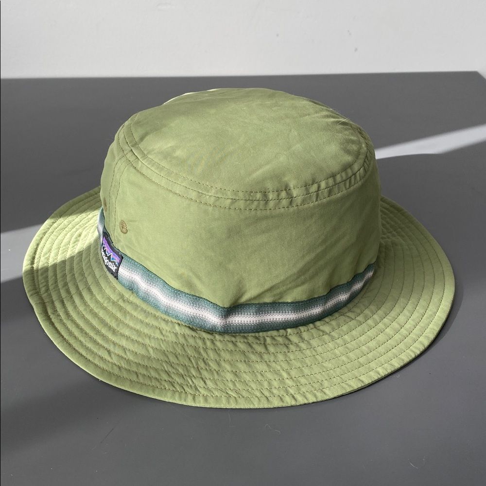 Patagonia Olive Green Bucket Hat with Striped Band - Picture 3 of 7